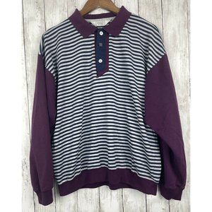 The Men’s Store At Sears Vintage Purple Gray Stripe Pullover Shirt Size L